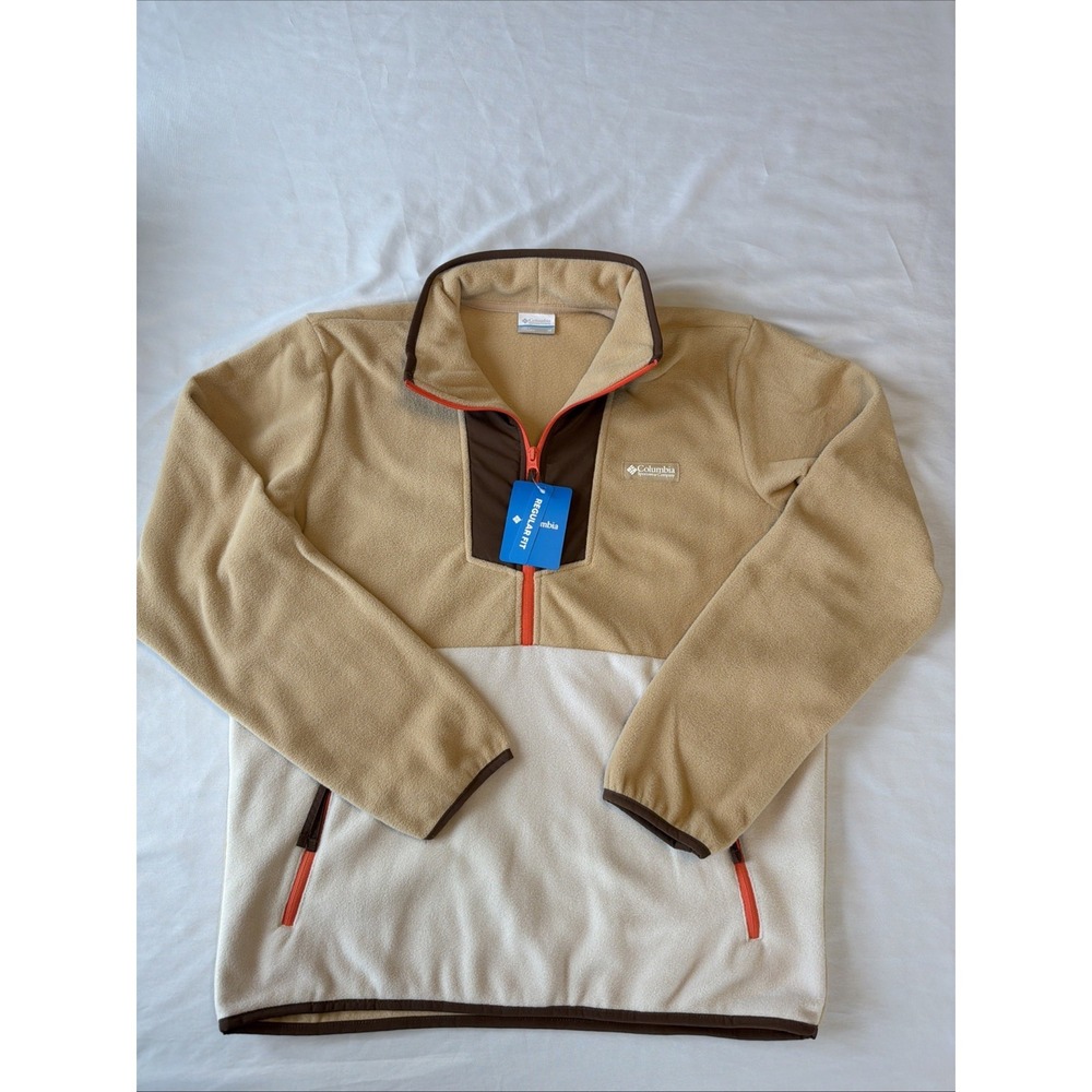 Columbia Sequoia Grove Jacket Men's Canoe Dark Stone Fleece Half Zip JAX315 SzM